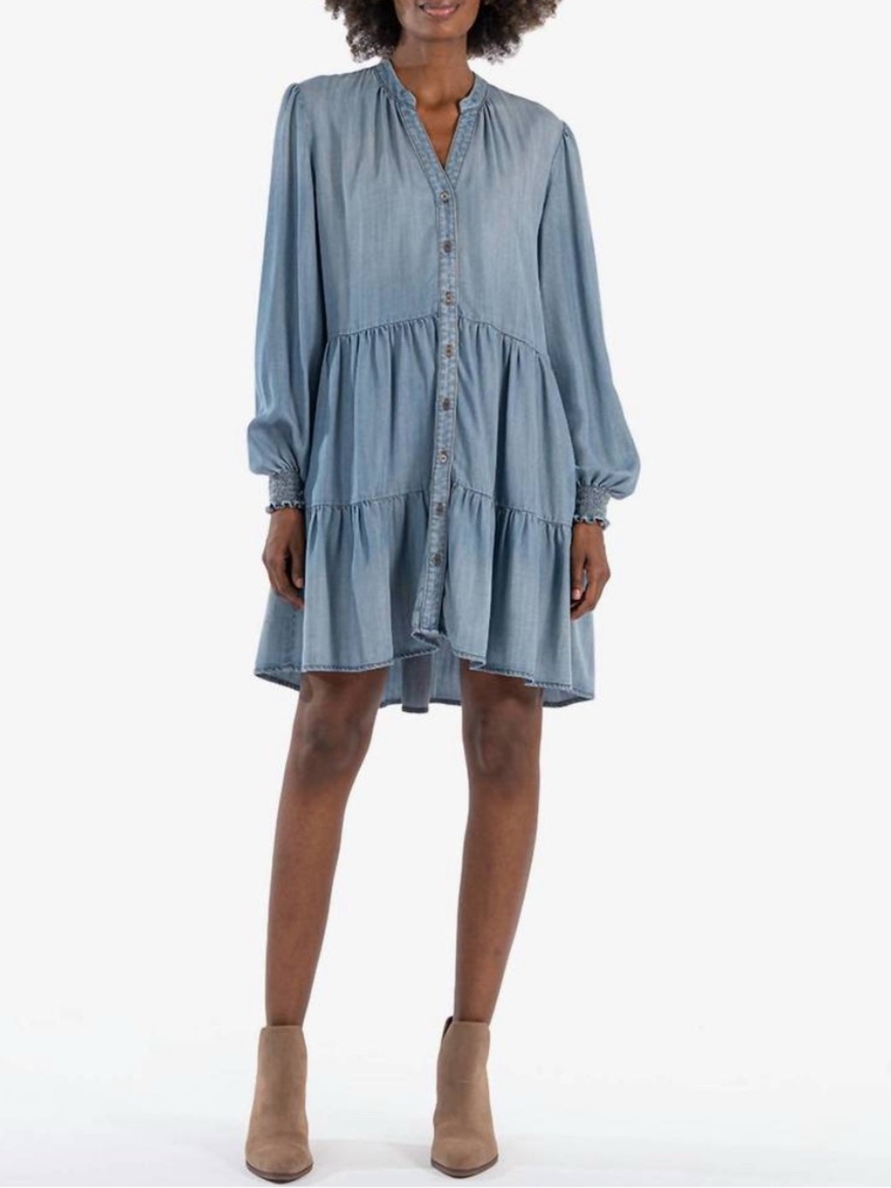 Kut from the Kloth Light Tiered Button-Front Dress XL